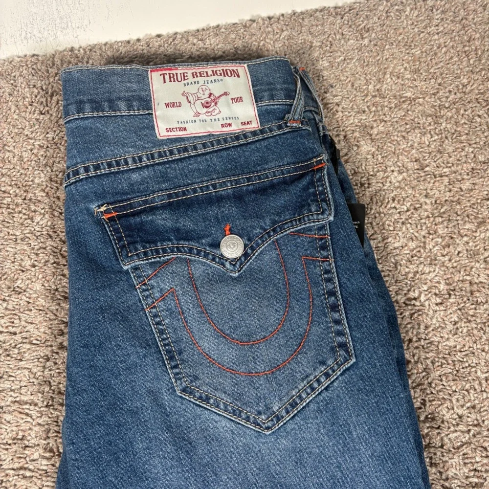 True Religion Mens Geno SN Flap Slim Jeans Medium Spiced Orchard Wash 32 700596